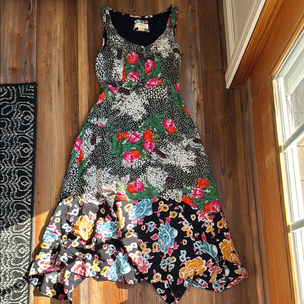 Anthropologie Black and Gray High Low Sundress